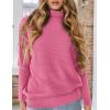 imagePRETTYGARDEN Womens Sweaters Fall Fashion 2025 Casual Loose Turtleneck Batwing Long Sleeve Knit Sweater Pullover TopsPink