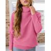 imagePRETTYGARDEN Womens Sweaters Fall Fashion 2025 Casual Loose Turtleneck Batwing Long Sleeve Knit Sweater Pullover TopsPink