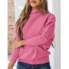 imagePRETTYGARDEN Womens Sweaters Fall Fashion 2025 Casual Loose Turtleneck Batwing Long Sleeve Knit Sweater Pullover TopsPink