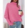 imagePRETTYGARDEN Womens Sweaters Fall Fashion 2025 Casual Loose Turtleneck Batwing Long Sleeve Knit Sweater Pullover TopsPink