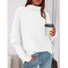 imagePRETTYGARDEN Womens Sweaters Fall Fashion 2025 Casual Loose Turtleneck Batwing Long Sleeve Knit Sweater Pullover TopsWhite