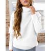 imagePRETTYGARDEN Womens Sweaters Fall Fashion 2025 Casual Loose Turtleneck Batwing Long Sleeve Knit Sweater Pullover TopsWhite