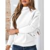 imagePRETTYGARDEN Womens Sweaters Fall Fashion 2025 Casual Loose Turtleneck Batwing Long Sleeve Knit Sweater Pullover TopsWhite