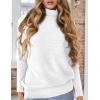 imagePRETTYGARDEN Womens Sweaters Fall Fashion 2025 Casual Loose Turtleneck Batwing Long Sleeve Knit Sweater Pullover TopsWhite