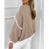 imagePRETTYGARDEN Womens Tie Front Bow Cardigan Sweaters Chunky Knit Long Puff Sleeve Trendy Fall Winter Jacket CoatsCamel White