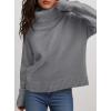 imagePRETTYGARDEN Womens Turtleneck Long Sleeve Sweater 2025 Fall Trendy Loose Fit Casual Tops Chunky Knit Pullover SweatersGrey