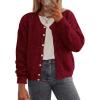 imagePRETTYGARDEN Fall Long Sleeve Cardigans for Women Trendy 2025 Lightweight Button Down Crewneck Loose Knit Sweater ClothesWine Red