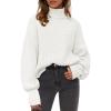 imagePRETTYGARDEN Fall Oversized Sweaters for Women 2025 Chunky Knit Long Sleeve Turtle Neck Pullover Tops Cozy Winter ClothingWhite
