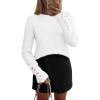 imagePRETTYGARDEN Fall Sweaters for Women 2025 Cozy Casual Crewneck Pullover Button Long Sleeve Knit Tops Winter Fashion ClothingWhite