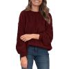 imagePRETTYGARDEN Fall Sweaters for Women 2025 Fashion Long Sleeve Casual Ribbed Knit Winter Clothes Pullover Jumper TopsWine Red