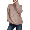 imagePRETTYGARDEN Womens Fall Long Sleeve Sweater Crew Neck Fuzzy Loose Fit Chunky Knit Oversized Pullover Sweaters Going Out TopsDusty Pink