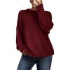 imagePRETTYGARDEN Womens Fall Long Sleeve Sweater Crew Neck Fuzzy Loose Fit Chunky Knit Oversized Pullover Sweaters Going Out TopsWine Red