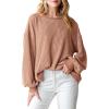 imagePRETTYGARDEN Womens Long Sleeve Tops 2025 Fall Fashion Shirts Trendy Clothes Casual Loose Crewneck Ribbed Knit Tunic BlouseKhaki