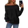 imagePRETTYGARDEN Womens Off The Shoulder Sweater Long Sleeve Tops Loose Knit Pullover Sweaters Fashion Fall Clothes 2025Black