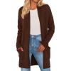 imagePRETTYGARDEN Womens Open Front Cardigan Long Sleeve Cozy Knit Sweaters Winter Fall Clothes 2025 Outerwear CoatsBrown