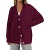 imagePRETTYGARDEN Womens Oversized Cable Knit Cardigan 2025 Fall Fashion Long Sleeve Open Front Chunky Sweaters Winter CoatsBurgundy