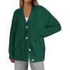imagePRETTYGARDEN Womens Oversized Cable Knit Cardigan 2025 Fall Fashion Long Sleeve Open Front Chunky Sweaters Winter CoatsDark Green