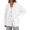 imagePRETTYGARDEN Womens Oversized Cable Knit Cardigan 2025 Fall Fashion Long Sleeve Open Front Chunky Sweaters Winter CoatsWhite