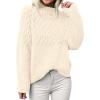 imagePRETTYGARDEN Womens Oversized Cable Knit Sweater 2025 Fall Long Sleeve Crewneck Chunky Pullover Tops Winter ClothesBeige