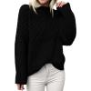 imagePRETTYGARDEN Womens Oversized Cable Knit Sweater 2025 Fall Long Sleeve Crewneck Chunky Pullover Tops Winter ClothesBlack