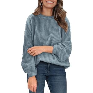imagePRETTYGARDEN Fall Sweaters for Women 2025 Fashion Long Sleeve Casual Ribbed Knit Winter Clothes Pullover Jumper TopsBlue