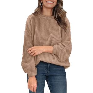 imagePRETTYGARDEN Fall Sweaters for Women 2025 Fashion Long Sleeve Casual Ribbed Knit Winter Clothes Pullover Jumper TopsKhaki