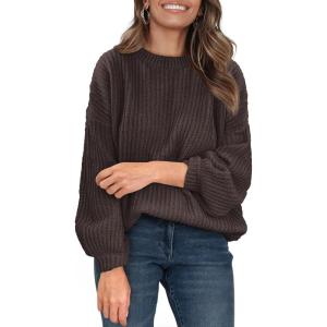 imagePRETTYGARDEN Fall Sweaters for Women 2025 Fashion Long Sleeve Casual Ribbed Knit Winter Clothes Pullover Jumper TopsLight Brown