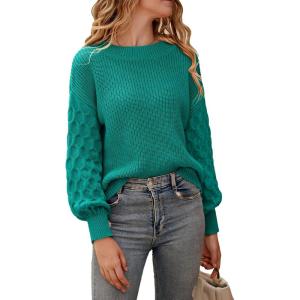 imagePRETTYGARDEN Womens Fall 2025 Pullover Sweater Casual Long Sleeve Loose Chunky Knit Tops Blouse Winter Fashion ClothingGreen