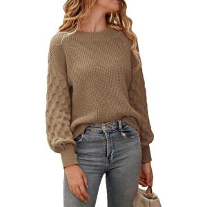 imagePRETTYGARDEN Womens Fall 2025 Pullover Sweater Casual Long Sleeve Loose Chunky Knit Tops Blouse Winter Fashion ClothingKhaki