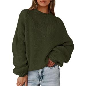 imagePRETTYGARDEN Womens Fall Oversized Sweaters Dressy Casual Long Sleeve Chunky Knit Winter Pullover Tops 2025 Holiday OutfitsArmy Green