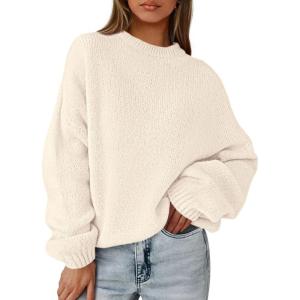 imagePRETTYGARDEN Womens Fall Oversized Sweaters Dressy Casual Long Sleeve Chunky Knit Winter Pullover Tops 2025 Holiday OutfitsBeige