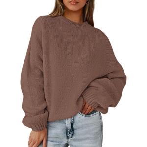 imagePRETTYGARDEN Womens Fall Oversized Sweaters Dressy Casual Long Sleeve Chunky Knit Winter Pullover Tops 2025 Holiday OutfitsBrown