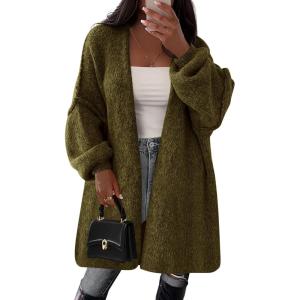 imagePRETTYGARDEN Womens Long Cardigan Sweaters 2025 Fall Trendy Oversized Knit Open Front Jacket Coats Winter Clothes OuterwearArmy Green