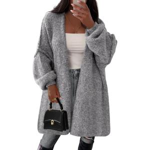 imagePRETTYGARDEN Womens Long Cardigan Sweaters 2025 Fall Trendy Oversized Knit Open Front Jacket Coats Winter Clothes OuterwearDark Grey