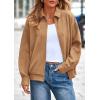 imagePRETTYGARDEN Faux Suede Bomber Jacket Women Fall Fashion 2025 Casual Zip Up Oversized Trendy Winter Clothing Outerwear CoatsKhaki