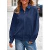 imagePRETTYGARDEN Faux Suede Bomber Jacket Women Fall Fashion 2025 Casual Zip Up Oversized Trendy Winter Clothing Outerwear CoatsNavy Blue