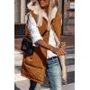 imagePRETTYGARDEN Womens 2025 Fall Reversible Vests Sleeveless Fleece Jacket Zip Up Hoodie Pockets Long Warm Winter Coat OuterwearBrown