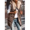 imagePRETTYGARDEN Womens 2025 Fall Reversible Vests Sleeveless Fleece Jacket Zip Up Hoodie Pockets Long Warm Winter Coat OuterwearCoffee