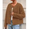 imagePRETTYGARDEN Womens 2025 Winter Faux Fur Coats Fuzzy Fleece Cropped Jackets Buttons Warm Casual Trendy Fall Fashion ClothesCaramel