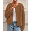 imagePRETTYGARDEN Womens 2025 Winter Faux Fur Coats Fuzzy Fleece Cropped Jackets Buttons Warm Casual Trendy Fall Fashion ClothesCaramel