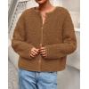imagePRETTYGARDEN Womens 2025 Winter Faux Fur Coats Fuzzy Fleece Cropped Jackets Buttons Warm Casual Trendy Fall Fashion ClothesCaramel