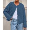 imagePRETTYGARDEN Womens 2025 Winter Faux Fur Coats Fuzzy Fleece Cropped Jackets Buttons Warm Casual Trendy Fall Fashion ClothesDusty Blue