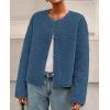 imagePRETTYGARDEN Womens 2025 Winter Faux Fur Coats Fuzzy Fleece Cropped Jackets Buttons Warm Casual Trendy Fall Fashion ClothesDusty Blue