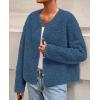 imagePRETTYGARDEN Womens 2025 Winter Faux Fur Coats Fuzzy Fleece Cropped Jackets Buttons Warm Casual Trendy Fall Fashion ClothesDusty Blue