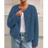 imagePRETTYGARDEN Womens 2025 Winter Faux Fur Coats Fuzzy Fleece Cropped Jackets Buttons Warm Casual Trendy Fall Fashion ClothesDusty Blue