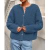 imagePRETTYGARDEN Womens 2025 Winter Faux Fur Coats Fuzzy Fleece Cropped Jackets Buttons Warm Casual Trendy Fall Fashion ClothesDusty Blue