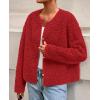 imagePRETTYGARDEN Womens 2025 Winter Faux Fur Coats Fuzzy Fleece Cropped Jackets Buttons Warm Casual Trendy Fall Fashion ClothesRed