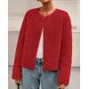 imagePRETTYGARDEN Womens 2025 Winter Faux Fur Coats Fuzzy Fleece Cropped Jackets Buttons Warm Casual Trendy Fall Fashion ClothesRed