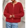 imagePRETTYGARDEN Womens 2025 Winter Faux Fur Coats Fuzzy Fleece Cropped Jackets Buttons Warm Casual Trendy Fall Fashion ClothesRed