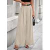 imagePRETTYGARDEN Womens Fall Wide Leg Trousers 2025 High Elastic Waist Loose Pleated Long Flowy Palazzo Work Pants with PocketsApricot